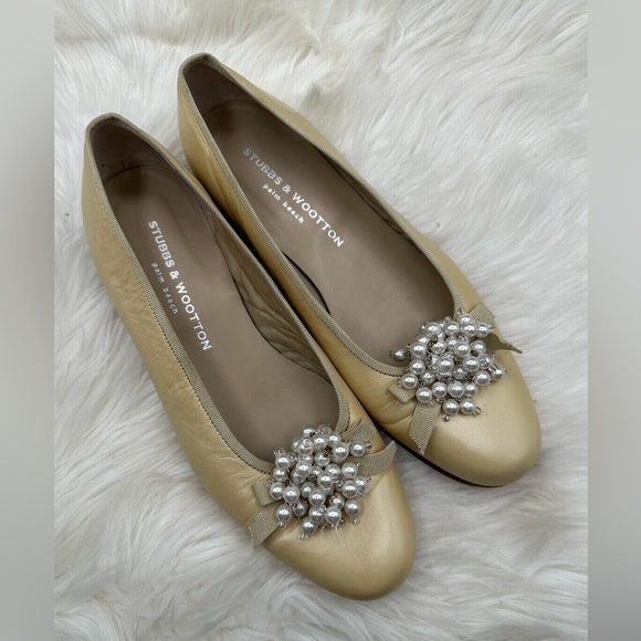Stubbs & Wooton Pearl Gates Mules With Crystal Beads Detail Size 10 - Picture 1 of 9